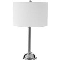 Premier Housewares Portobello Table Lamp with Metal Base & Cream Shade, Silver
