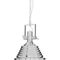 Premier Housewares Lexington Medium Chrome Pendant Light, Silver