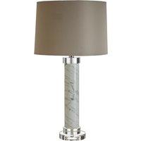 Premier Housewares Ursina Table Lamp with Marble Base & Grey Fabric Shade, Grey