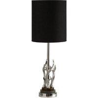 Premier Housewares Antler Table Lamp w/Base, Black Shade, Silver
