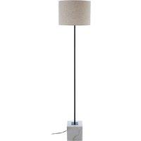 Premier Housewares Murdoch Floor Lamp with Marble Base & Linen Shade, Silver