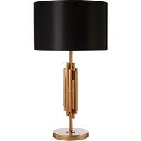 Premier Housewares Manor Table Lamp with Champagne Gold Finish Base & Black Fabric Shade, Gold
