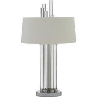 Premier Housewares Midas Table Lamp with Silver Finish Base & White Fabric Shade, Silver