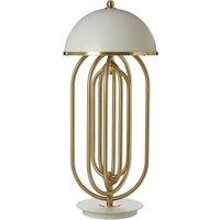 Premier Housewares Metropolis Table Lamp with White/Gold Finish Base & Metal Shade, Gold