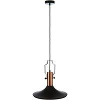 Premier Housewares Argo Large Pendant Lamp in Black/Brushed Copper, Black