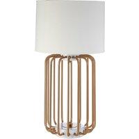 Premier Housewares Zora Table Lamp in Gold Finish with White Linen Shade, Gold