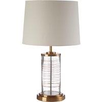 Premier Housewares Zella Table Lamp in Gold Finish with White Linen Shade, Gold