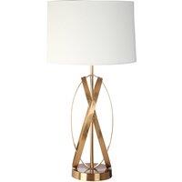 Premier Housewares Zaina Table Lamp in White/Gold Finish & Linen Shade, Gold