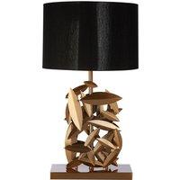 Premier Housewares Zilla Table Lamp in Gold Finish with Black Linen Shade, Gold