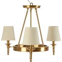 Premier Housewares Zina Ceiling Light in Gold with 3 Linen Shades, Gold