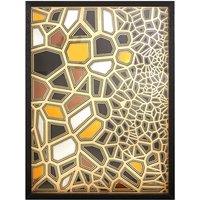 Premier Housewares Modello Fractured Paper Sculpture Wall Art - Black/Gold Finish, Black