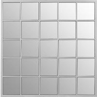 Premier Housewares Descartes Square Wall Mirror - Silver Finish, Silver