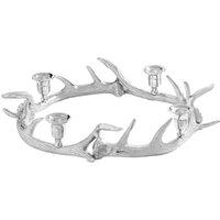 Premier Housewares Antler Wreath 4 Candle Holder, Silver
