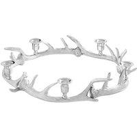 Premier Housewares Antler Wreath 5 Candle Holder, Silver