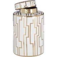 Premier Housewares Ariana Small Ceramic Jar - White/Gold Finish, White