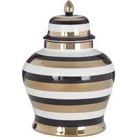 Premier Housewares Zeina Small Ceramic Jar - White/Black/Gold Finish, Gold
