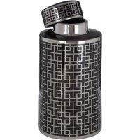 Premier Housewares Daria Small Ceramic Jar - Black/Silver Finish, Black