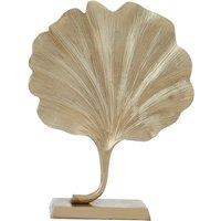 Premier Housewares Prato Leaf Sculpture - Gold finish Aluminium, Gold