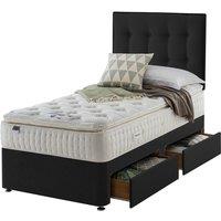 Silentnight Mirapocket Latex 1000 2-Drawer Divan Bed - Ebony No Headboard Single, Black