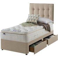 Silentnight Mirapocket Latex 1000 2-Drawer Divan Bed - Sandstone No Headboard Single, Cream
