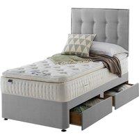 Silentnight Mirapocket Latex 1000 2-Drawer Divan Bed - Velvet Silver No Headboard Single, Grey