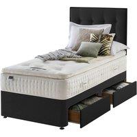 Silentnight Mirapocket Latex 1400 2-Drawer Divan Bed - Ebony No Headboard Single, Black