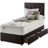 Silentnight Mirapocket Latex 1400 2-Drawer Divan Bed - Velvet Charcoal No Headboard Single, Grey