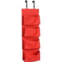 Premier Housewares Over Door Hanging Organiser 4 Tier, Red