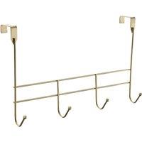 Premier Housewares 4 Hook Over The Door Hanger - Champagne Gold, Gold