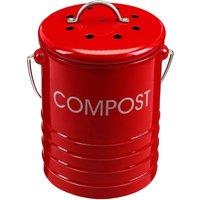 Premier Housewares Compost Bin With Handle - Red, Red