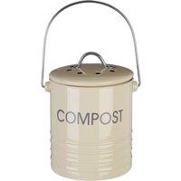 Premier Housewares Compost Bin With Handle - Cream, Cream