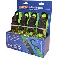 Faithfull Ratchet Tie-Downs 5m x 25mm Green 4 Piece, Green