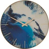 Premier Housewares Fifty Five South Primrose 30cm Wall Clock - Blue Abstract, Blue