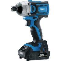 Draper D20 20V Brushless 1/4 Impact Driver with 2 x 2Ah Batteries and Charger (180Nm), Blue