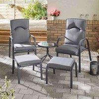 Monaco 2-Seater Reclining Set with Footstools, Grey