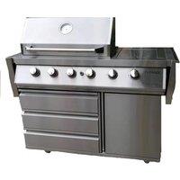 Outback Signature II 4-Burner Hybrid Gas & Charcoal BBQ plus Cover - Stainless Steel, Silver