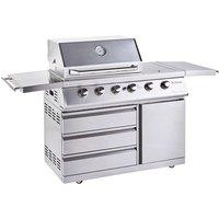 Outback Signature II 6-Burner Hybrid Gas & Charcoal BBQ plus Cover - Stainless Steel