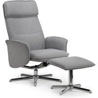 Julian Bowen Aria Recliner & Stool with Chrome Base - Grey, Grey