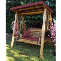 Charles Taylor Dorset Two Seat Swing with Burgundy Cushions and Roof Cover