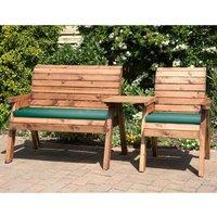 Charles Taylor Three Seat Companion Set Straight with Green Cushions and Fitted Cover, Brown