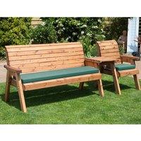 Charles Taylor Four Seater Companion Set Straight with Green Cushions, Brown