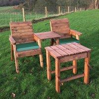 Charles Taylor Deluxe Companion Set with Green Cushions, Brown