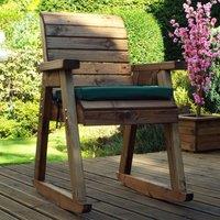 Charles Taylor Chair Rocker with Green Cushions and Fitted Cover, Brown