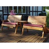Charles Taylor Twin Bench Set Straight with Burgundy Cushions and Fitted Cover