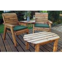 Charles Taylor Twin Companion Dining Set Angled with Green Cushions, Brown