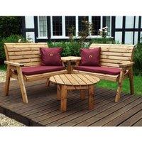Charles Taylor Four Seater Corner Unit with Burgundy Cushions, Brown
