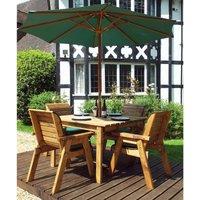 Charles Taylor 4 Seater Square Table Set with Green Cushions, Storage Bag, Parasol and Base, Brown