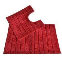 Allure Linear Rib 2 Piece Bathroom Set - Cranberry, Red