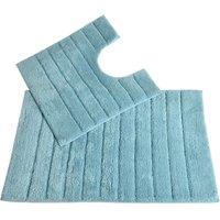 Allure Linear Rib 2 Piece Bathroom Set - Duck Egg, Blue