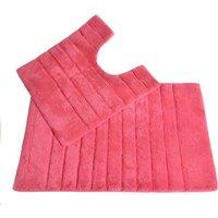 Allure Linear Rib 2 Piece Bathroom Set - Hot Pink, Pink